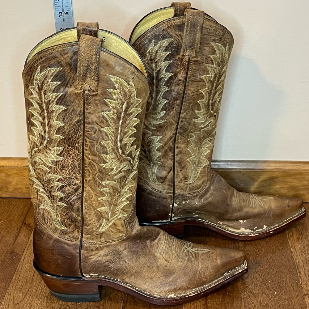 Tony Lama brown leather cowboy boots women’s 9 1/2 made in USA BT 3